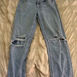 Women's Distressed Blue Jeans